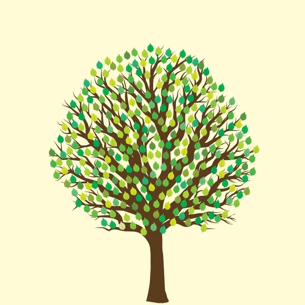 Árvore Com Folhas Verdes Isoladas Fundo Amarelo — Vetor de Stock