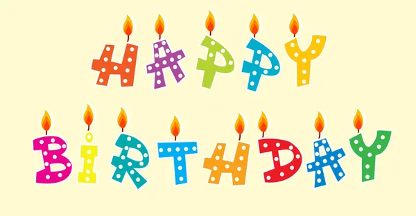 生日快乐 这个词来形容蜡烛 — 图库矢量图片