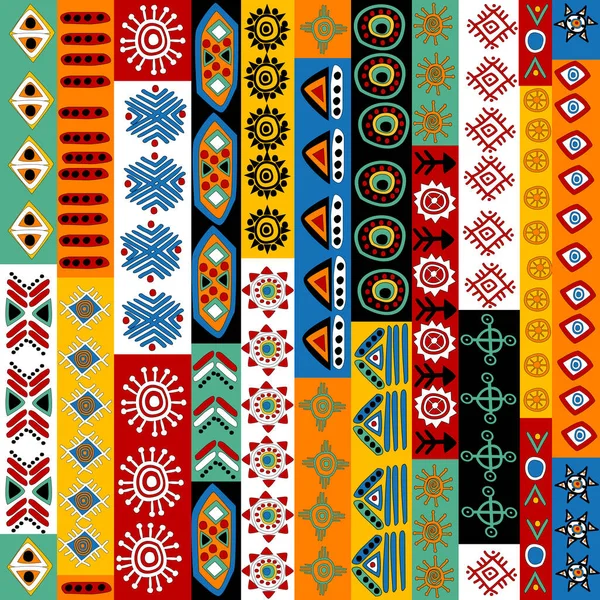 Vertikale Reihen Mit Ethnischen Motiven Und Symbolen — Stockvektor