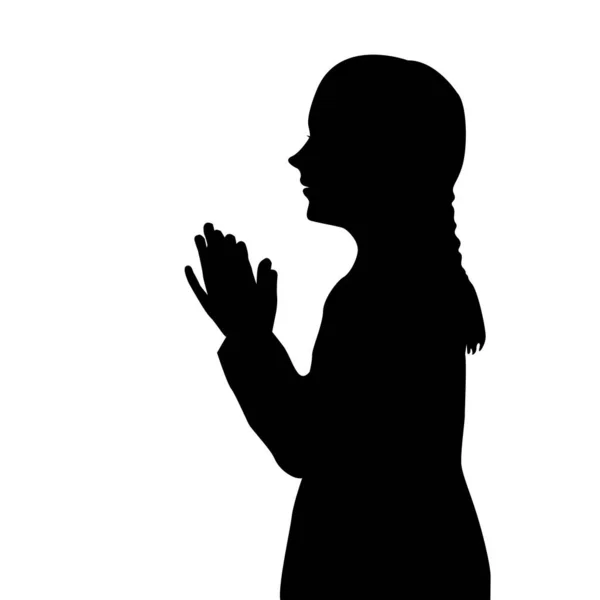 Σιλουέτα Ενός Κοριτσιού Που Προσεύχεται — Διανυσματικό Αρχείο