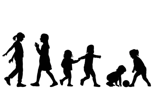 儿童在白色背景下孤身一人玩耍的轮廓 — 图库矢量图片