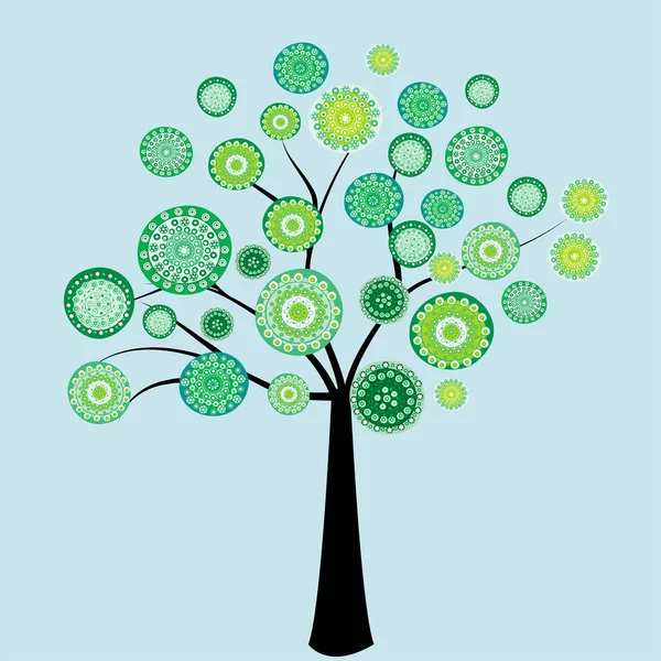Στυλιζαρισμένο Δέντρο Κυκλικά Στολίδια — Διανυσματικό Αρχείο
