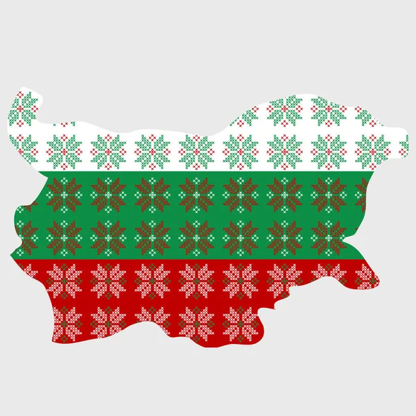 Bulgaria Map Flag Ethnic Motifs — Stock Vector