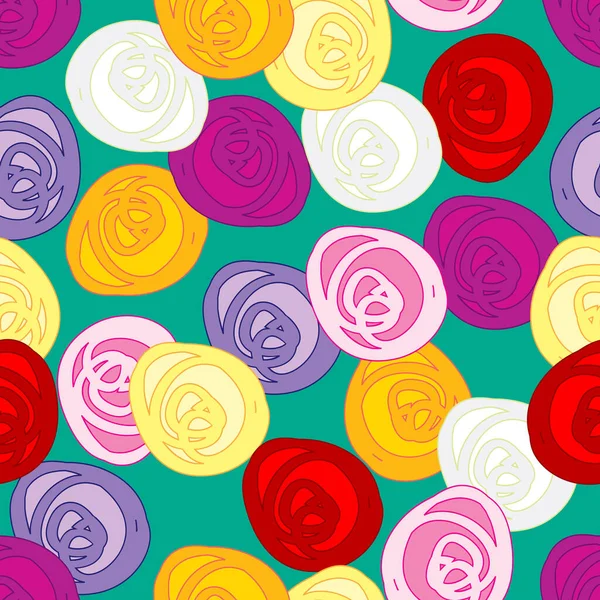 Nahtloses Muster Mit Farbigen Stilisierten Rosen — Stockvektor