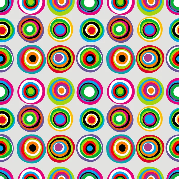 Kleurrijke Concentrische Doodle Cirkels Naadloze Achtergrond — Stockvector
