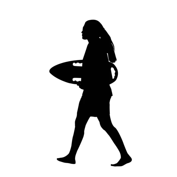 Silhouette Sauveteur Femme Isolée Sur Fond Blanc — Image vectorielle