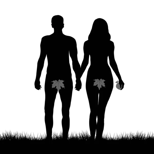 亚当和夏娃的肖像 — 图库矢量图片