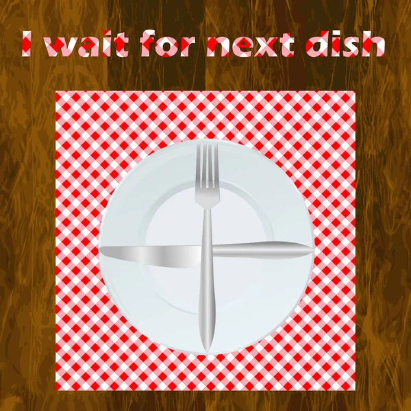 Aguardo Próxima Etiqueta Jantar Dish —  Vetores de Stock