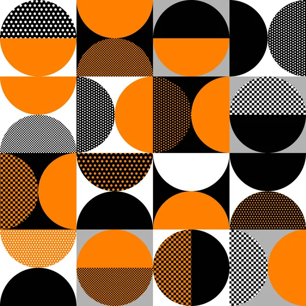 Bauhaus Seamless Pattern Geometric Background Squares Half Circles — Stock Vector