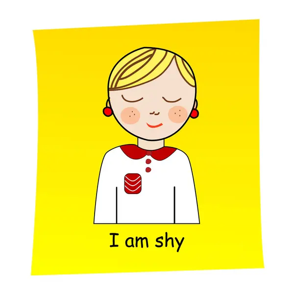 Shy Concept Girl Shy Face — Stock Vector