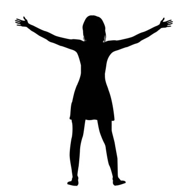 Genç ve mutlu bir kadının silueti hayattan zevk alıyor.