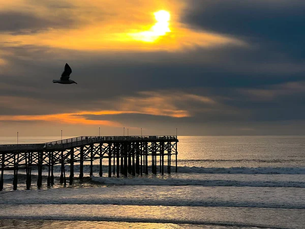 Захід Сонця Тихому Пляжі Каліфорнії Сан Діего Стокове Фото