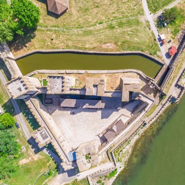 Smederevo fortress, aerial drone view of city in Serbia, administrative center of the Danubian District  clipart