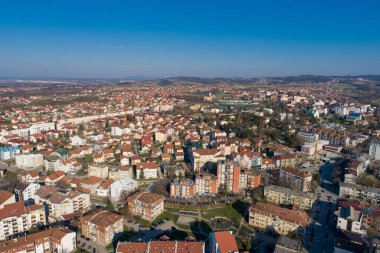 Sırbistan 'ın Kolubarski diskinde yer alan Lazarevac' ın Hava Aracı Görünümü