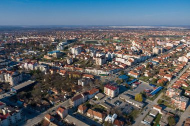Sırbistan 'ın Kolubarski diskinde yer alan Lazarevac' ın Hava Aracı Görünümü