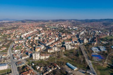 Sırbistan 'ın Kolubarski diskinde yer alan Lazarevac' ın Hava Aracı Görünümü