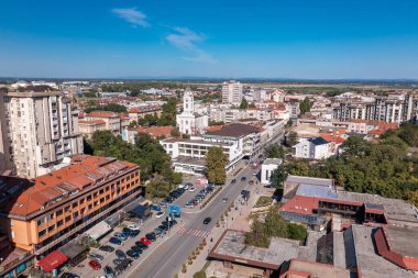 Smederevo - Modern Sırp kentinin panoramik hava görüntüsü