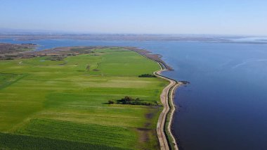 Hava Ameirinhos görünümü, Murtosa, Aveiro, Portekiz Aveiro Lagoon yakınındaki kırsal manzara