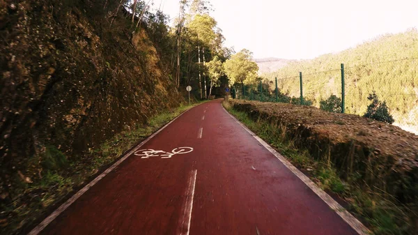 포르투갈 자전거를 지점이다 밖으로 나오는 자전거 선로의 풍경을 특징으로 — 스톡 사진