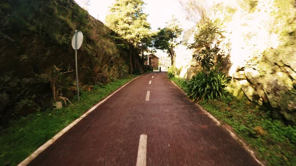 ビューのポイントは ポルトガルのセヴァード ヴォーガで自転車に乗るのショット 自転車道の広い景色と自然景観が特徴です — ストック写真