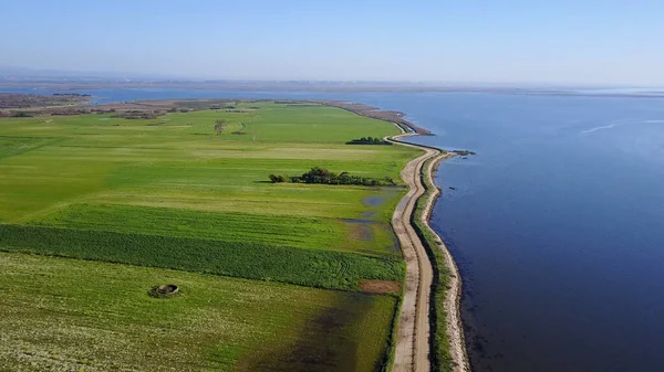 stock image Aerial View of Ameirinhos, rural landscape near the Aveiro Lagoon at Murtosa, Aveiro, Portugal