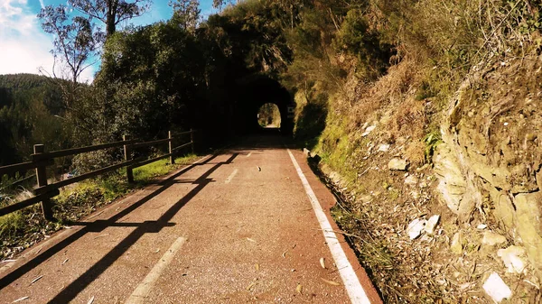 Точка Зрения Съемки Езда Велосипеде Север Вога Португалия Имеет Широкий — стоковое фото