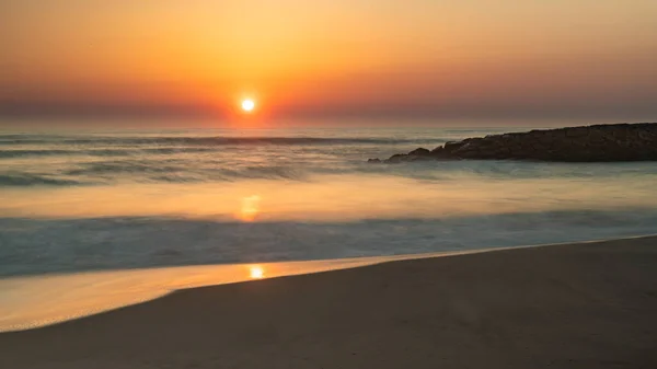 Krajina Furadouro Beach Portugalsko Při Západu Slunce — Stock fotografie
