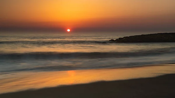 Пейзаж Пляжа Фурадору Португалия Закате — стоковое фото