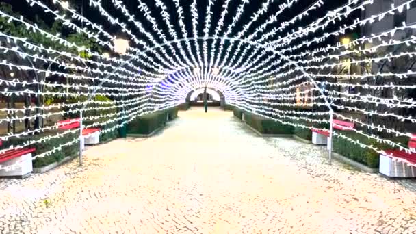 Vánoční Osvětlení Ulicích Ovar Portugalsko — Stock video