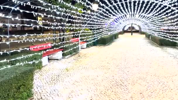 Christmas Illuminations Streets Ovar Portugal — Stock Video