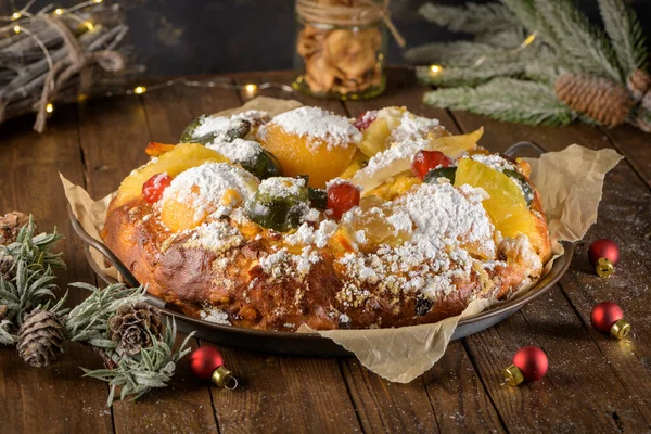 Bolo Rei King Cake Made Christmas Carnavale Mardi Gras Christmas — Stock Photo, Image