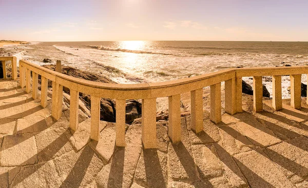 Tengeri Kilátás Senhor Pedra Templom Miramar Beach Porto Közelében Turisztikai — Stock Fotó