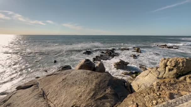 Vista Del Paisaje Marino Desde Iglesia Senhor Pedra Playa Miramar — Vídeos de Stock