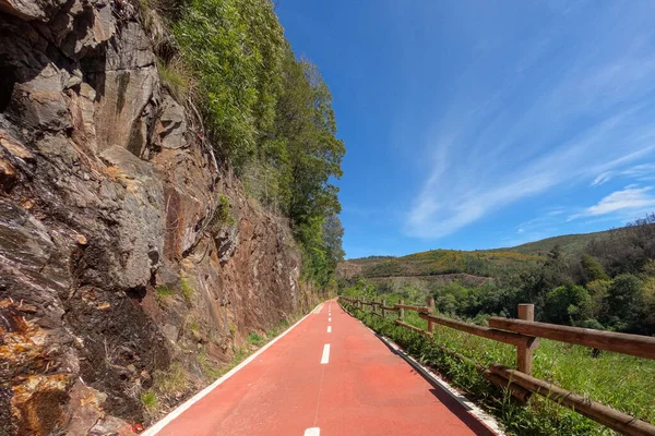 在葡萄牙的Sever Vouga 骑自行车的照片 介绍自行车道和自然景观的全景 — 图库照片
