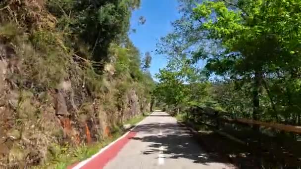 永远不要做Vouga Portugal Circa 2023年4月 在葡萄牙斯韦尔多沃加的生态小径骑自行车的镜头 介绍自行车道和自然景观的全景 — 图库视频影像