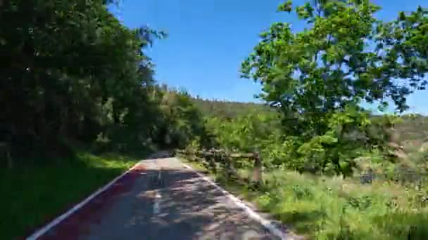 永远不要做Vouga Portugal Circa 2023年4月 在葡萄牙斯韦尔多沃加的生态小径骑自行车的镜头 介绍了自行车道的全景和滑倒效应下的自然景观 — 图库视频影像