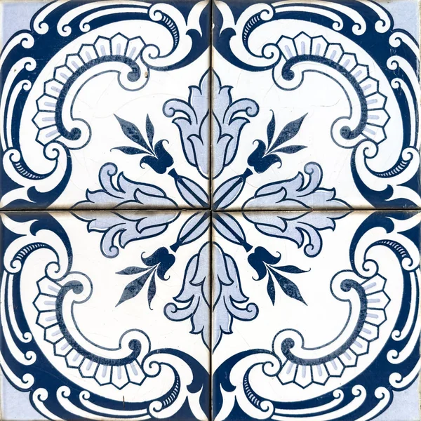 Oude Traditionele Portugese Azulejos Beschilderd Keramisch Tegelwerk — Stockfoto