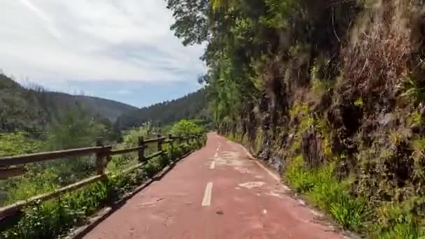 Punkt Widzenia Ujęcia Jazdy Rowerze Sever Vouga Portugalia Posiada Szeroki — Wideo stockowe