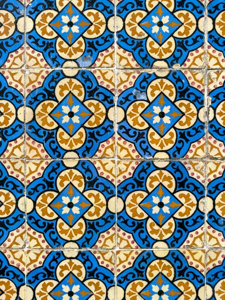 Gamla Traditionella Portugisiska Azulejos Målade Keramiska Tilework — Stockfoto