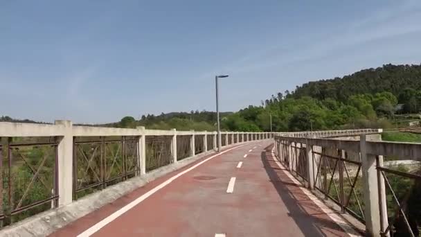 Точка Зрения Съемки Езда Велосипеде Вузеле Португалия Особенности Широкий Вид — стоковое видео