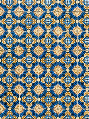 Eski geleneksel Portekiz azulejos, boyalı seramik döşeme.