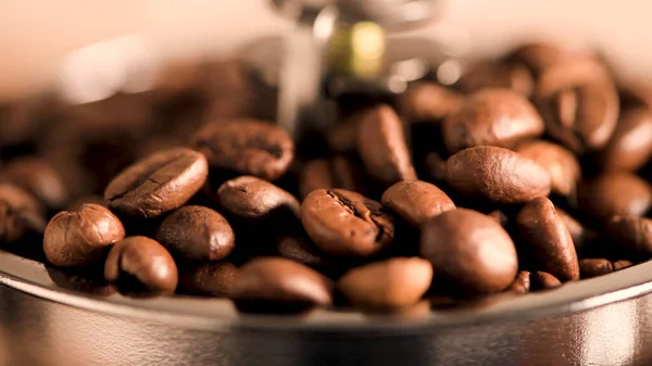 Kaffe Korn Coffe Grinder Närbild — Stockfoto