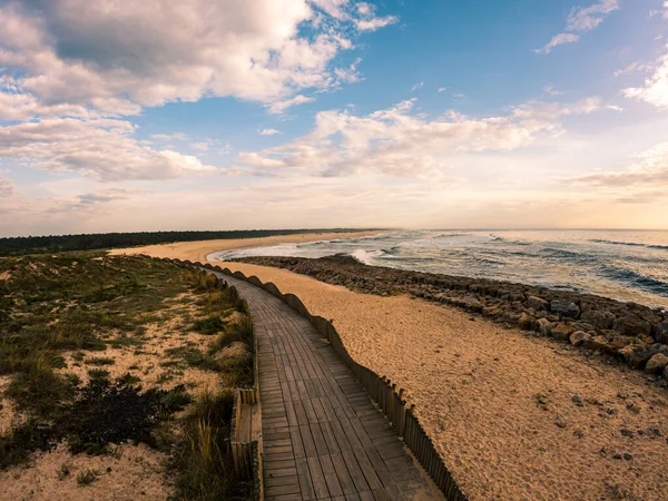 Blick Vom Fußweg Südlich Des Strandes Furadouro Ovar Einem Stürmischen — Stockfoto