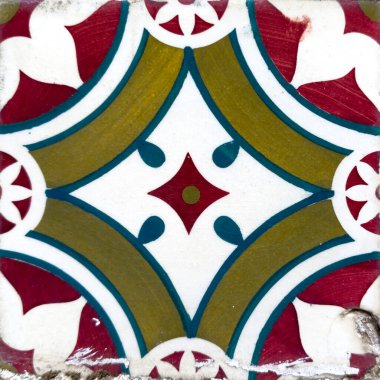Eski geleneksel Portekiz azulejos, boyalı seramik döşeme.
