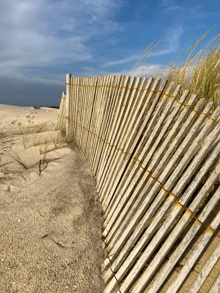 Wood Sand Dunes Protection Fence Furadouro Beach Ovar Portugal — Stock Photo, Image