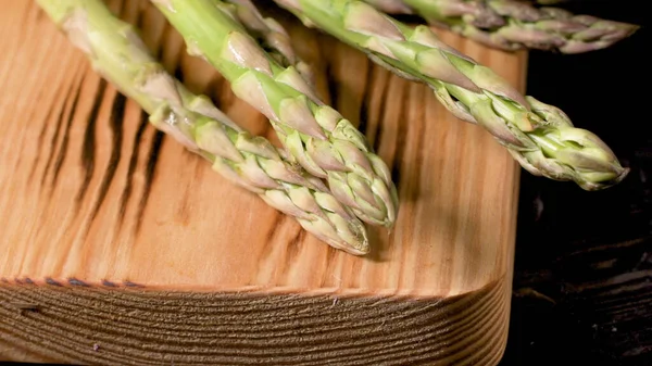 Fresh Green Asparagus Dark Wooden Table — Stock Photo, Image