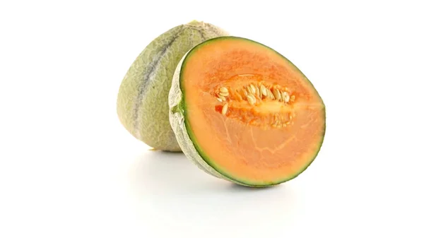 Soczysty Melon Białym Tle — Zdjęcie stockowe