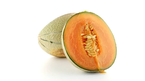 Melon Miellat Juteux Sur Fond Blanc — Photo