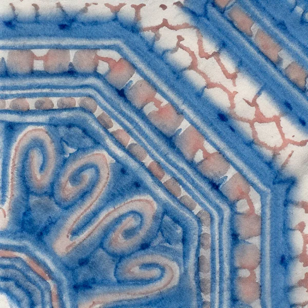 Ilustracja Akwarela Portugalskich Płytek Ceramicznych Wzór Płytka Pojedyncza Kwadratowa — Zdjęcie stockowe