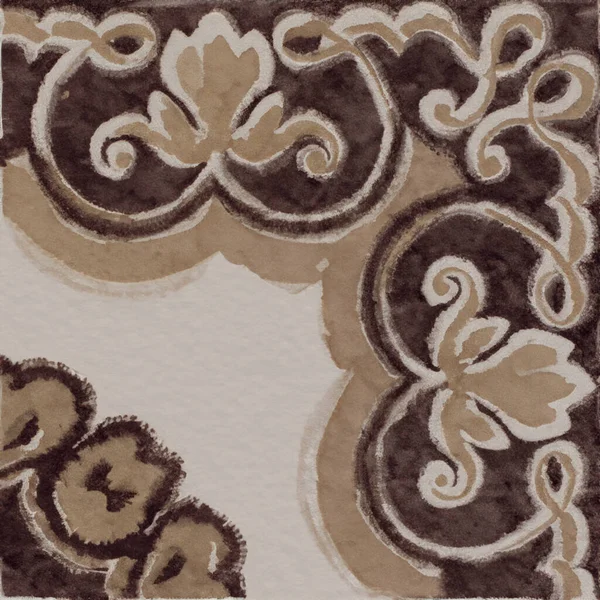Watercolor Illustration Portuguese Ceramic Tiles Pattern Single Square Tile — Stock Photo, Image
